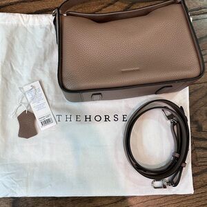 The Horse Taupe Pebbled Leather Shoulder Bag with Detachable Strap